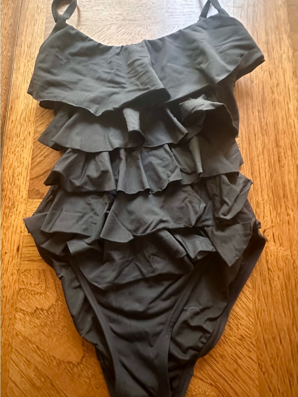 Black Michael Kors Ruffle One-Piece Swimsuit